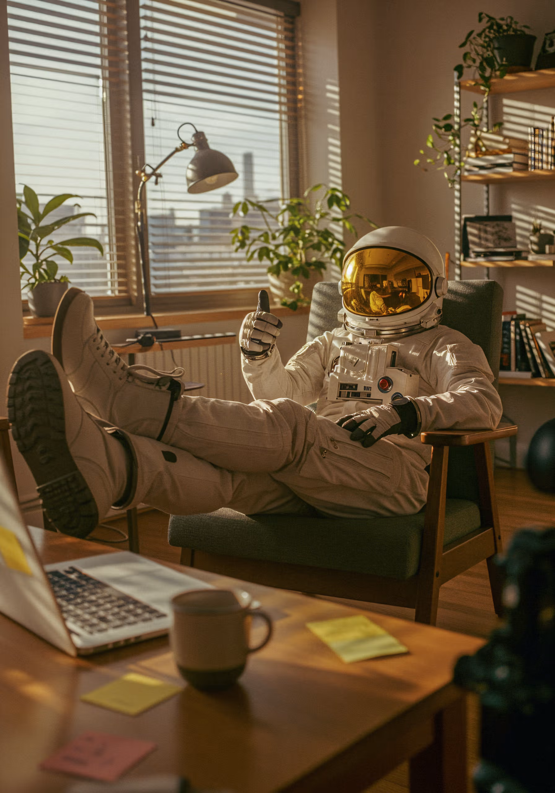 Astronaut working at desk